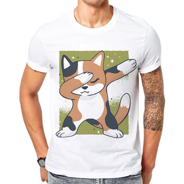 

fashion design mens cat dabbing printed male short sleeve casual poleras hombre hooded sweatshirt hoodie men t shirt