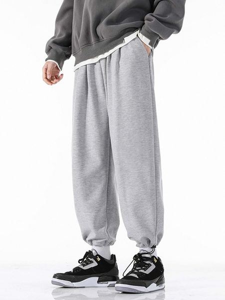 

romwe guys solid sweatpants p1op#, Black