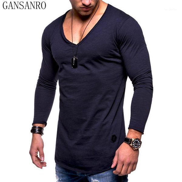 

men's t-shirts 5 colors spring men v neck t shirt summer autumn fashion casual slim elastic soft long sleeve shirts male fit tee1, White;black