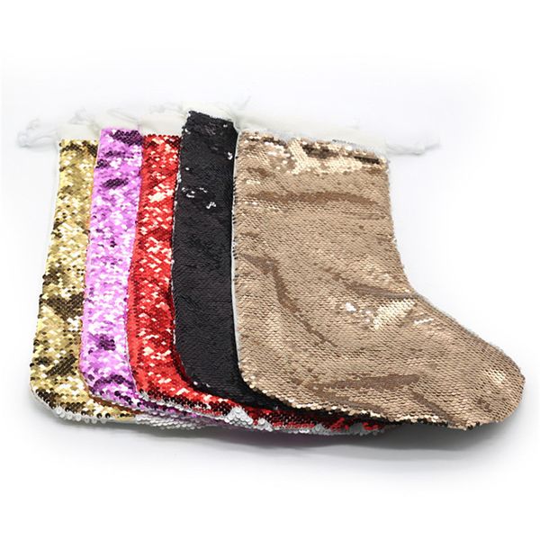 

sequin christmas socks decoration sublimation thermal transfer christmas stocking heat transfer blank socks xmas supplies 6 colors f110501