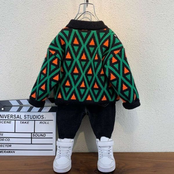 

and winter boys' plush pullover autumn girls' knitting coat children's korean sweater 1g54, Blue