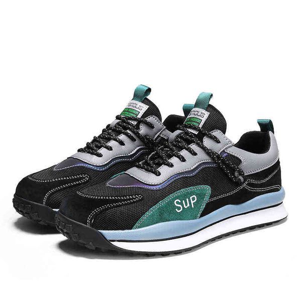 

spring men's shoes korean version trend versatile youth genuine leather sports casual daddy summer breathable forrest gump, Black