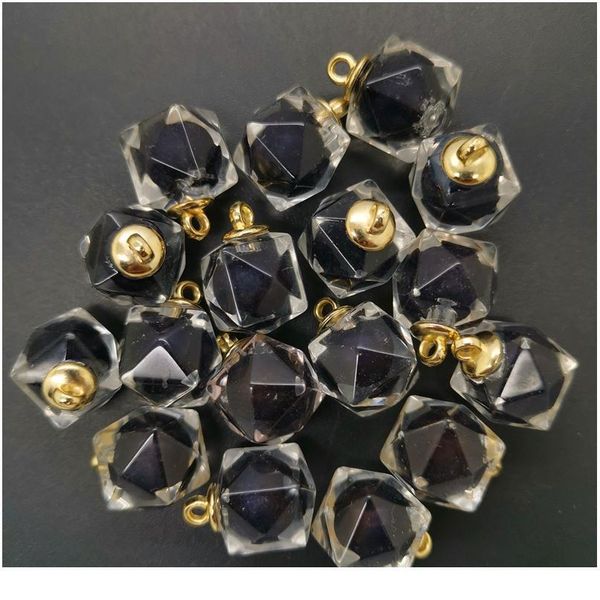 

new diy 10pcs 16mm mini acrylic transparent polygon beads charm pendant ornaments jewelry making bbyrtr, Black