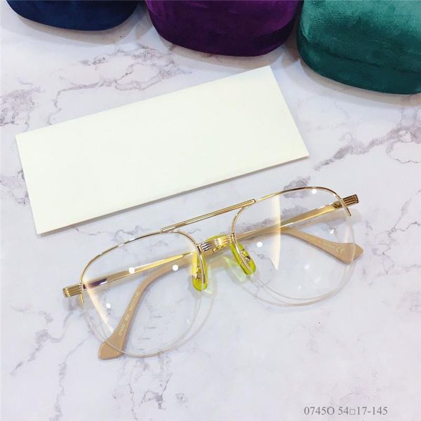 

new fashion design optical glasses 0745 oval lens metal half frame popular style hd clear lens, Black