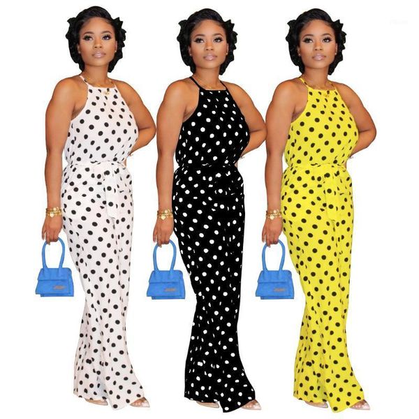 

19yz1230 autumn winter women casual fashion loose tank dots print jumpsuit playsuit rompers plus size1, Black;white