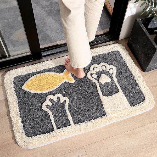 

bathroom carpet microfiber cartoon absorbent mat soft flocking rug home decoration entrance door anti-slip door mat
