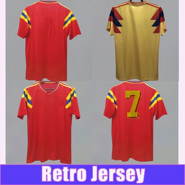 1990 VALDERRAMA ESCOBAR Terno Adulto Camisas de Futebol Masculinas GUERRERO Home Away Camisa de Futebol Nostálgico Retrô Clássico Memoria Uniformes