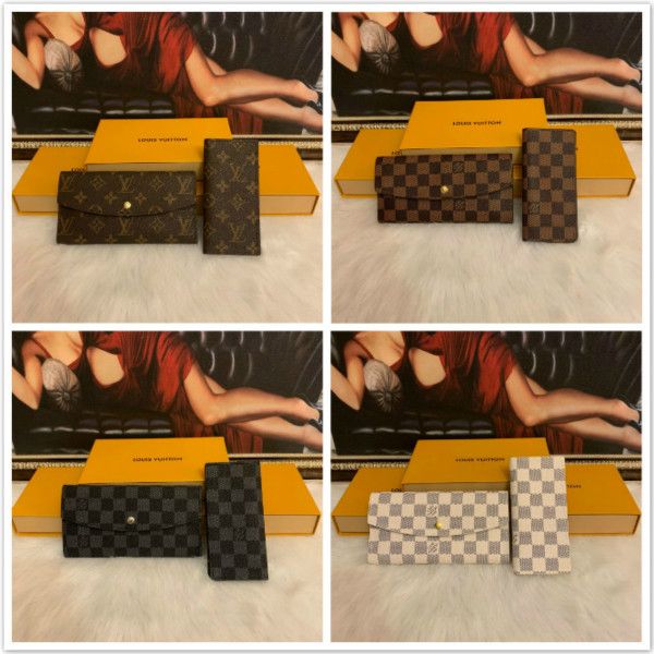 

new france designer women long checkbook wallet credit card p holder wallet brown mono gram white checkered canvas leather ing, Red;black