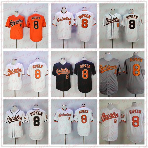 

retro men 1954 1970 1982 1989 2001 vintage 8 cal ripken jr baseball jersey flexbase retire cool base team black orange white grey pullover, Blue;black