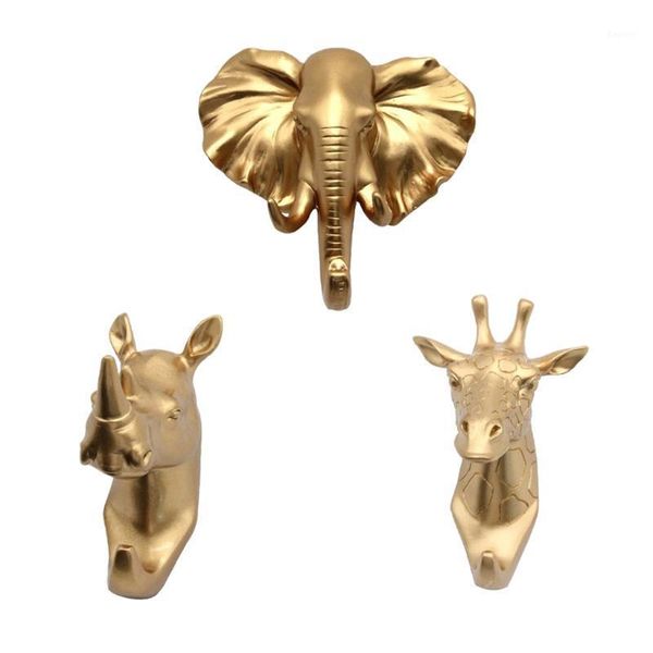 

3pcs head single wall hook/hanger modern animal shaped coat hat hook wall piece decorative resin home furnishing1