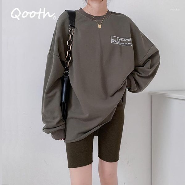 

2020 autumn new japanese style outfit casual t-shirt women full sleeve long style loose sweatshirt cotton chic qt1891, White