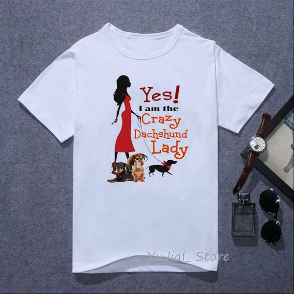 

women funny graphic t shirts cute crazy dachshund bulldog chihuahua dog lady tshirt dog lover gift female t shirt tumblr clothes, White