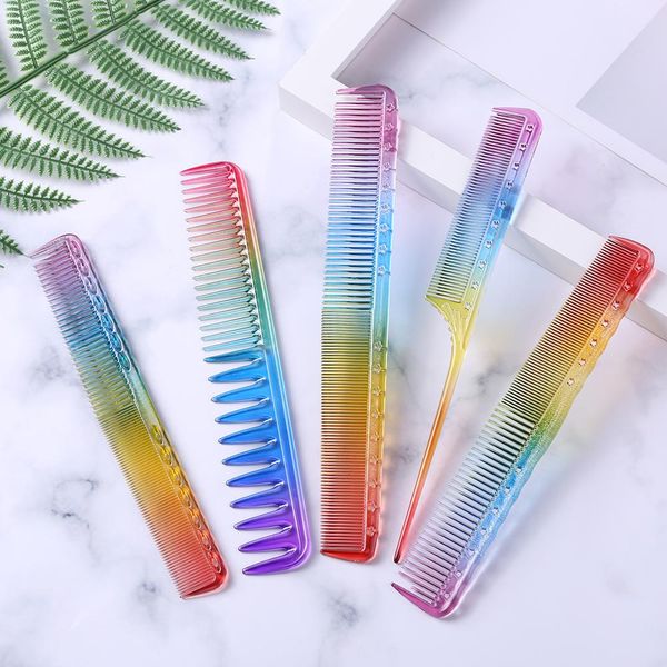 

rainbow comb hairdressing salon equipment plastic comb hair cutting styling tool personal health care accessaries supplies