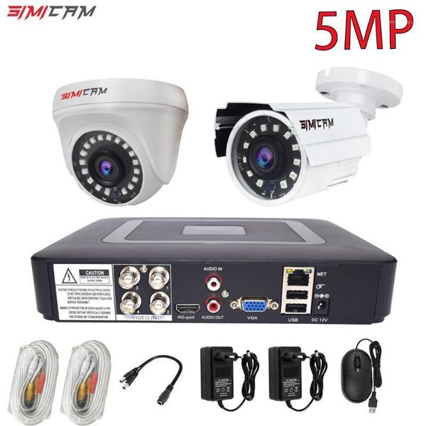 

systems simicam 5mp surveillance cctv kit lite video security system 5in1 h.265+ dvr with 2pcs weatherproof hd exir outdoor camera1
