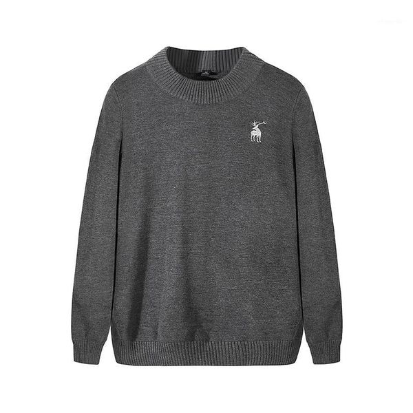 

casual sweater man embroidery deer knitted pullover sweater men oversize long sleeve clothes black grey o neck pull homme1, White;black