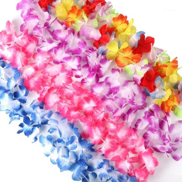 

decorative flowers & wreaths ourwarm 12pcs hawaiian party decorations flower necklace leis 100cm silk garlands door decoration1