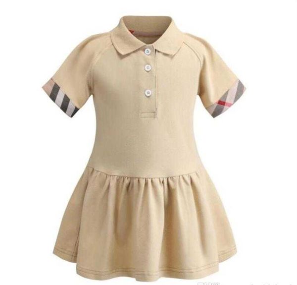 New Summer Girls Polo 2021 Camisa Manga Curta Vestido Bonito Menina Princesa Vestidos Crianças Vestido de Algodão 90-130cm