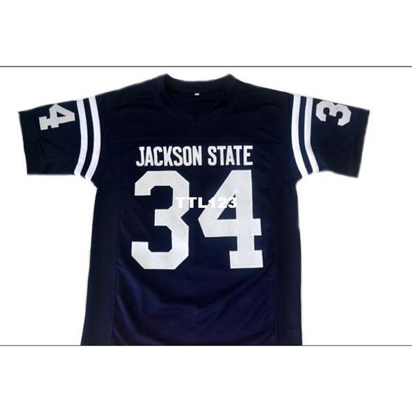 

3421 custom #34 walter payton jackson state college jersey size s-4xl or custom any name or number jersey, Black