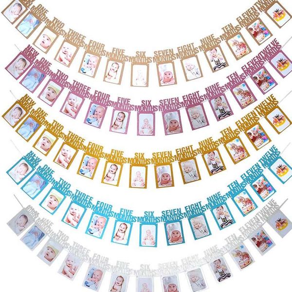 

день рождения месяц diy первых 6 7inch для украшения фото party banner кадра девушка ребенок 1 13 boy one первого yxlrke garden_light