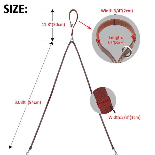 

double dog leash genuine leather dual dog leash 360 swivel no tangle walking & training leash for two dogs sof bbykuc