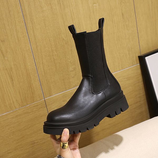 

2020 of round-toed platform women luxury high winter mark shoes anti-skid woman boots mjan, Black
