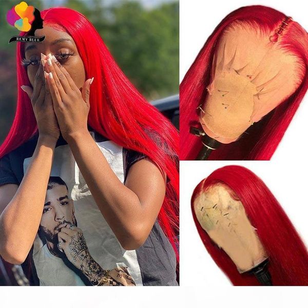 

red lace front человеческих волос парики цветные 99j красный прямой парик шнурка средняя часть 13x1 часть парик 150% перуанский волос remy r, Black;brown