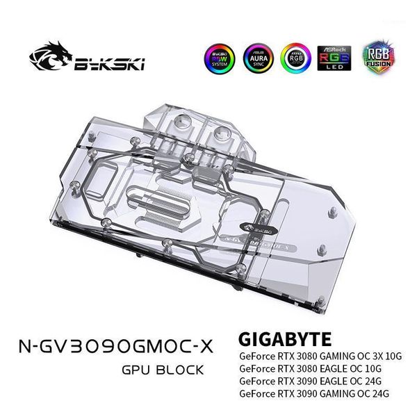

bykski gpu water cooling block for gigabyte rtx 3090 3080 gaming oc, graphics card liquid cooler system, n-gv3090gmoc-x1