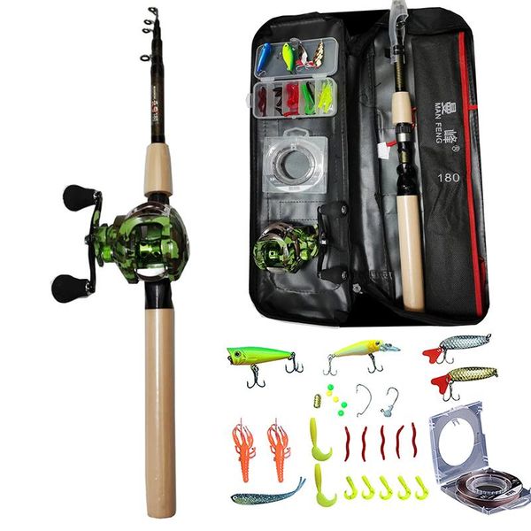 

1.8m casting fishing rod combo and reel full kit baitcasting fishing reel gear pole set 100m pe line lure kit