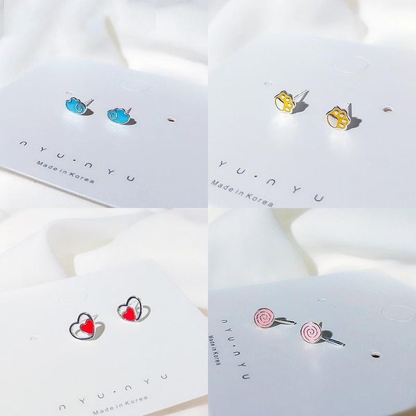 

very cute colorful sweet small candy earrings for girls 925 sterling silver stud earring jewelry nice gift for women, Golden;silver