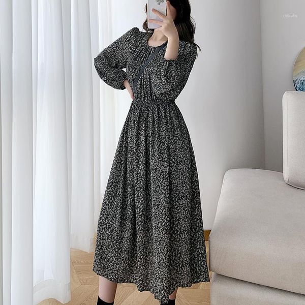 

coigarsam floral print women dress spring dresses white black ga color b16641, Black;gray