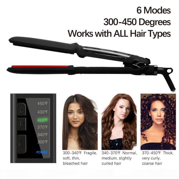 

new lcd ultrasonic hair infrared steam flat iron hair care cold iron recover hair damaged smoothly treatment straightener, Black