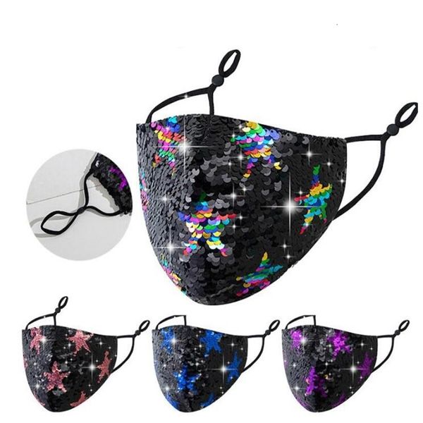 

glitter fashion face stars bling breathable dustproof sequins adjustable mask cycling masks yya367