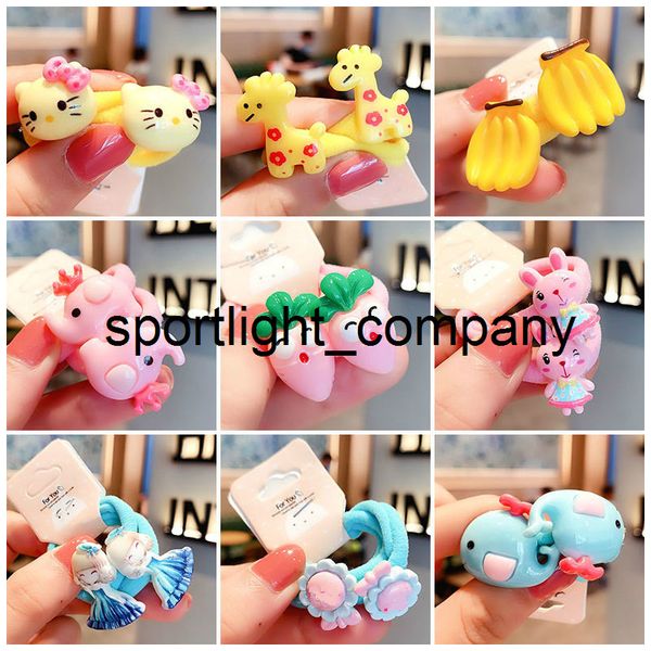 

2022 children cute cartoon fresh fruit flower elastic hair bands baby girls lovely towel ring rubber bands kids hair accessories, Slivery;white
