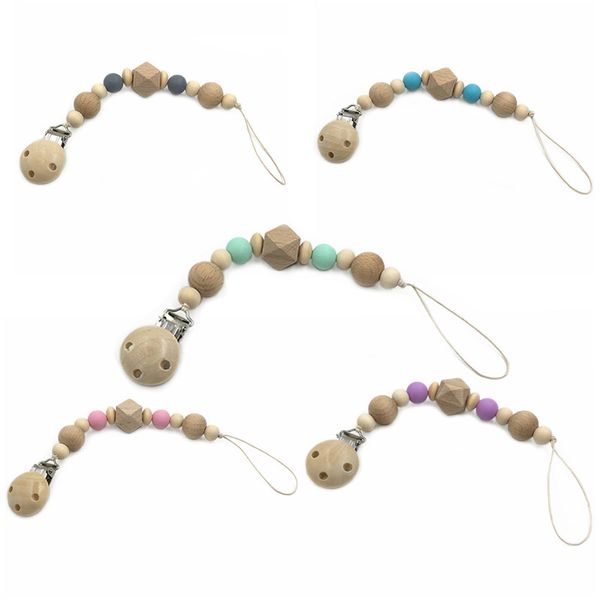 

diy pacifier chain baby molars natural wood toys food grade silicone beads