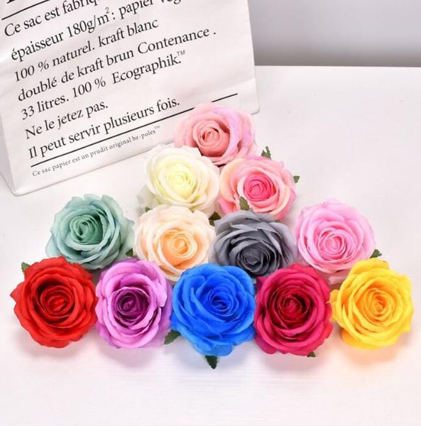 

200pcs 10cm silk rose artificial flower heads diy flower for wedding wall arch bouquet decoration flowers