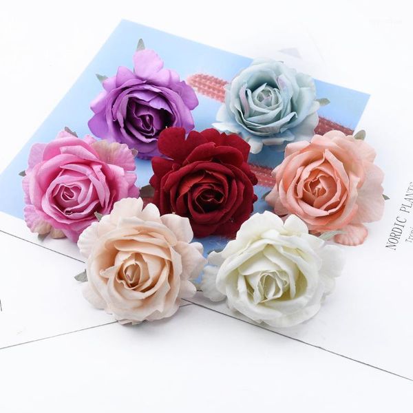 

50/100 pieces artificial flowers wholesale flannel rose wedding flower wall background home decoration accessories1