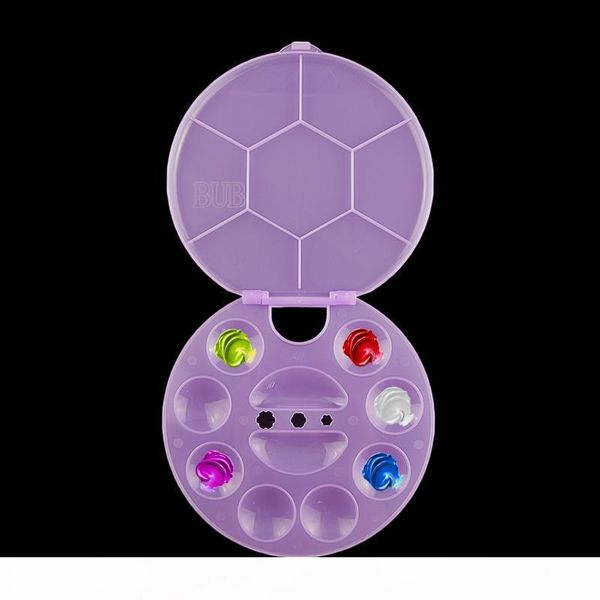 

1 pc plastic palette art paint drawing tray flap cover disc double tray polish palette dish for mixing colors manicure art tools