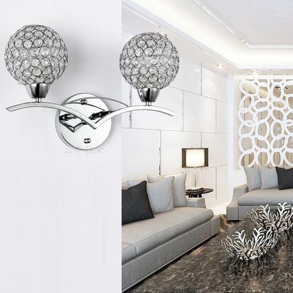 

modern luxury crystal wall light chrome finish wall sconce lighting fixture bedside corridor home lighting decoration1