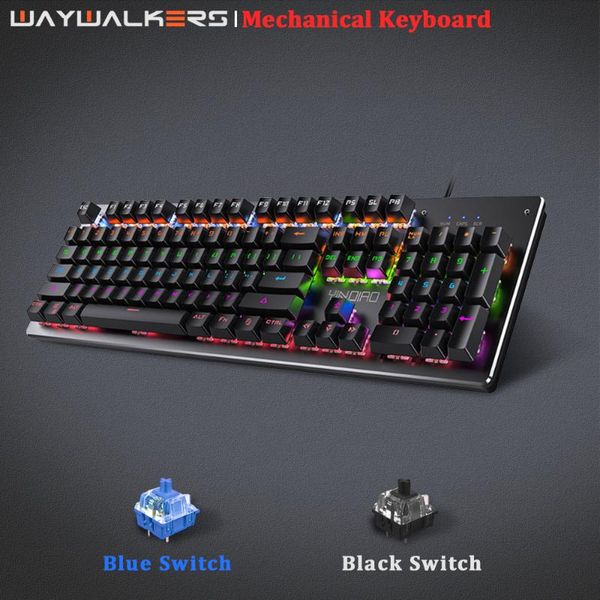 

mechanical keyboard 104 keys blue black switch gaming keyboards for tablet deskrussian sticker computer spanish