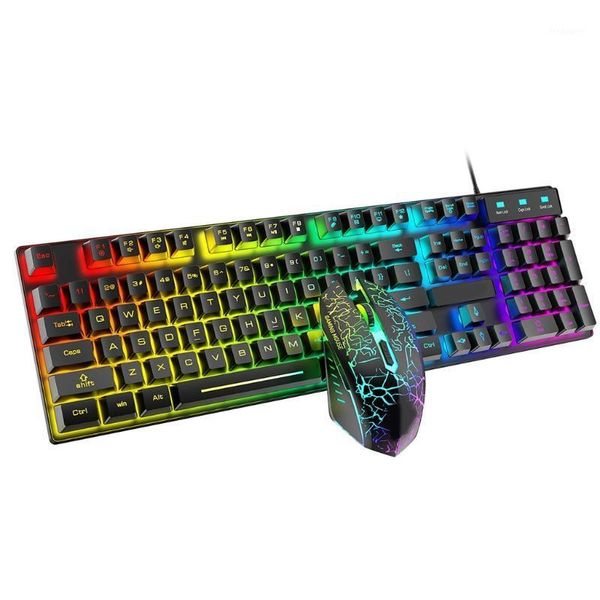 

keyboard mouse combos 2021 t6 rainbow usb wired pad combo rgb backlit pro pc gaming keypad1