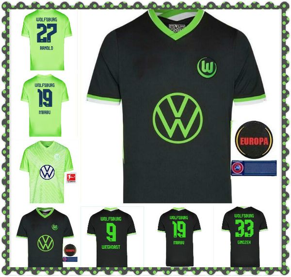 

20 21 wolfsburg soccer jersey 2020 home blue 33 gincekk 23 гилавогуи футбольные рубашки в городе mehmedi kalus malli steffen weghorst футбол, Black;yellow