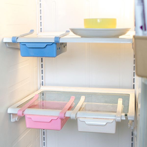 Caixas de Armazenamento Caixas de Plástico Refrigerador Frigorífico Frigorífico Freezer Prateleira Suporte Pull-Out Gaveta Organizador