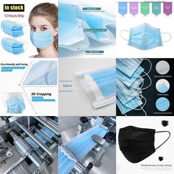 

masks 3 mouth fast ship layer face ear-loop cover 3-ply non-woven disposable dust mask salon office black pink white