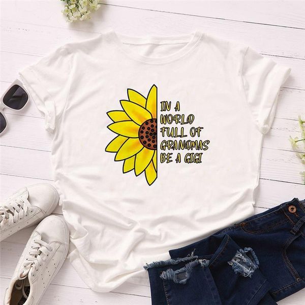

t shirt women short sleeve fashion new 2020 aesthetics tshirts girls ladies floral flower daisy print ullzang 90s tee top, White