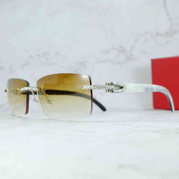 

2022 factory wholesale luxury iced out men women accessories rimless rhinestones shades vintage trending product protect gift eyewear, White;black