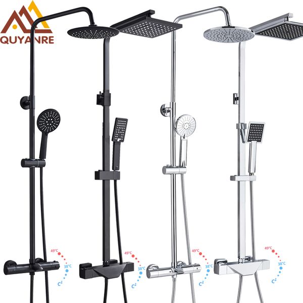 

quyanre black thermostatic shower faucet bathtub thermostatic control shower system kit cold temperature faucets shower 1011