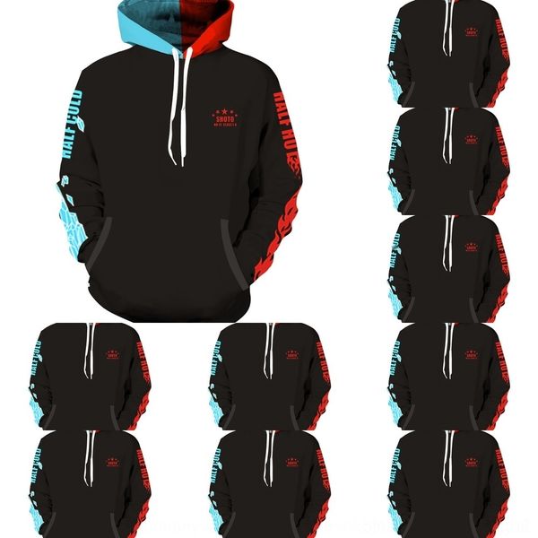 

bybje нового hoodie герой академия hoodie свитера серия 3d вокруг свитер моего косплей анимация печать voq81, Black