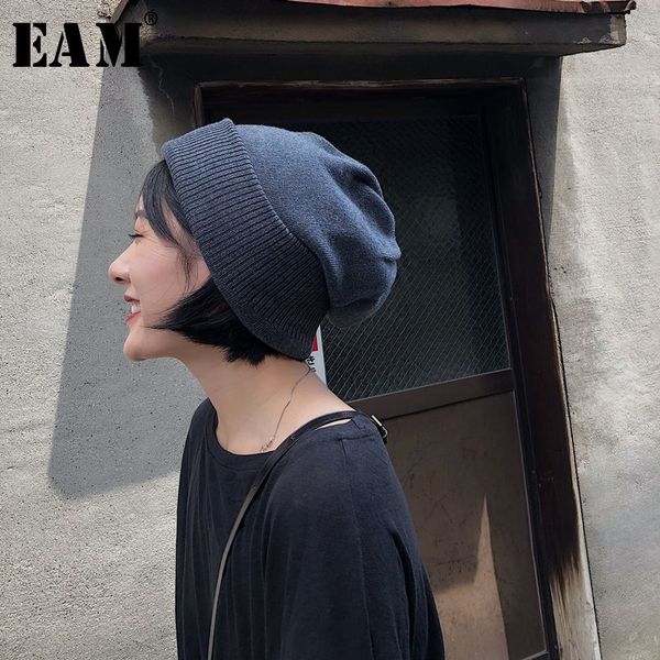 

eam] new spring summer keep warm vintage soft korean thick elasticity knitted hat women fashion ob457 y200110, Blue;gray