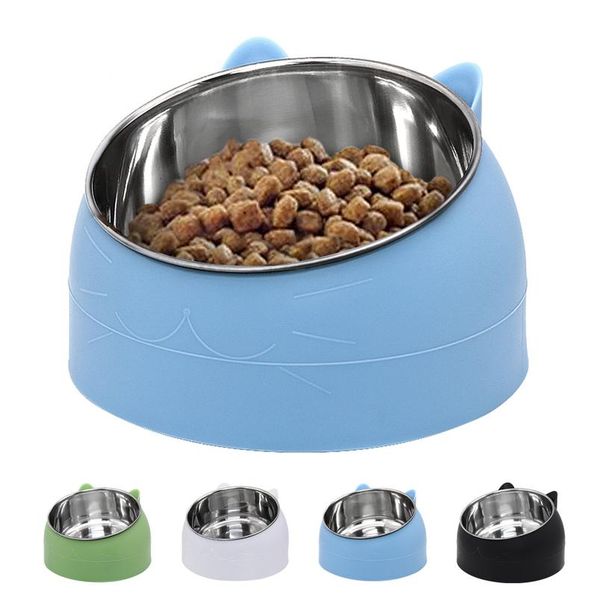 

cute cat bowl cats kitten food drink water feeder pet stainless steel food bowl pet feeding bbydgl