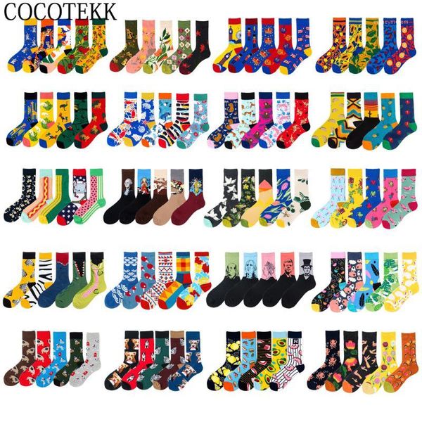 

men's socks 5 pairs/lot brand men cotton british style street wear designer happy autumn winter funny suit christmas gift bag1, Black